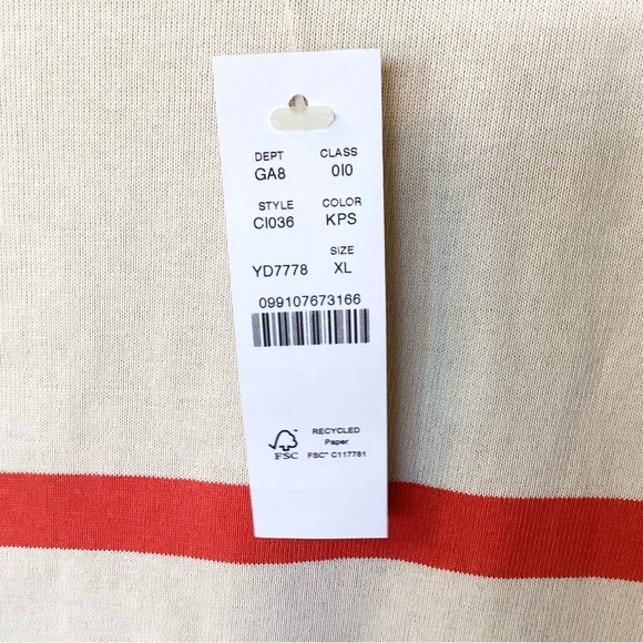 NWT J.Crew Mariner Jersey Relaxed Boatneck T-Shirt in Stripe - Natural/Red - XL - Picture 6 of 7